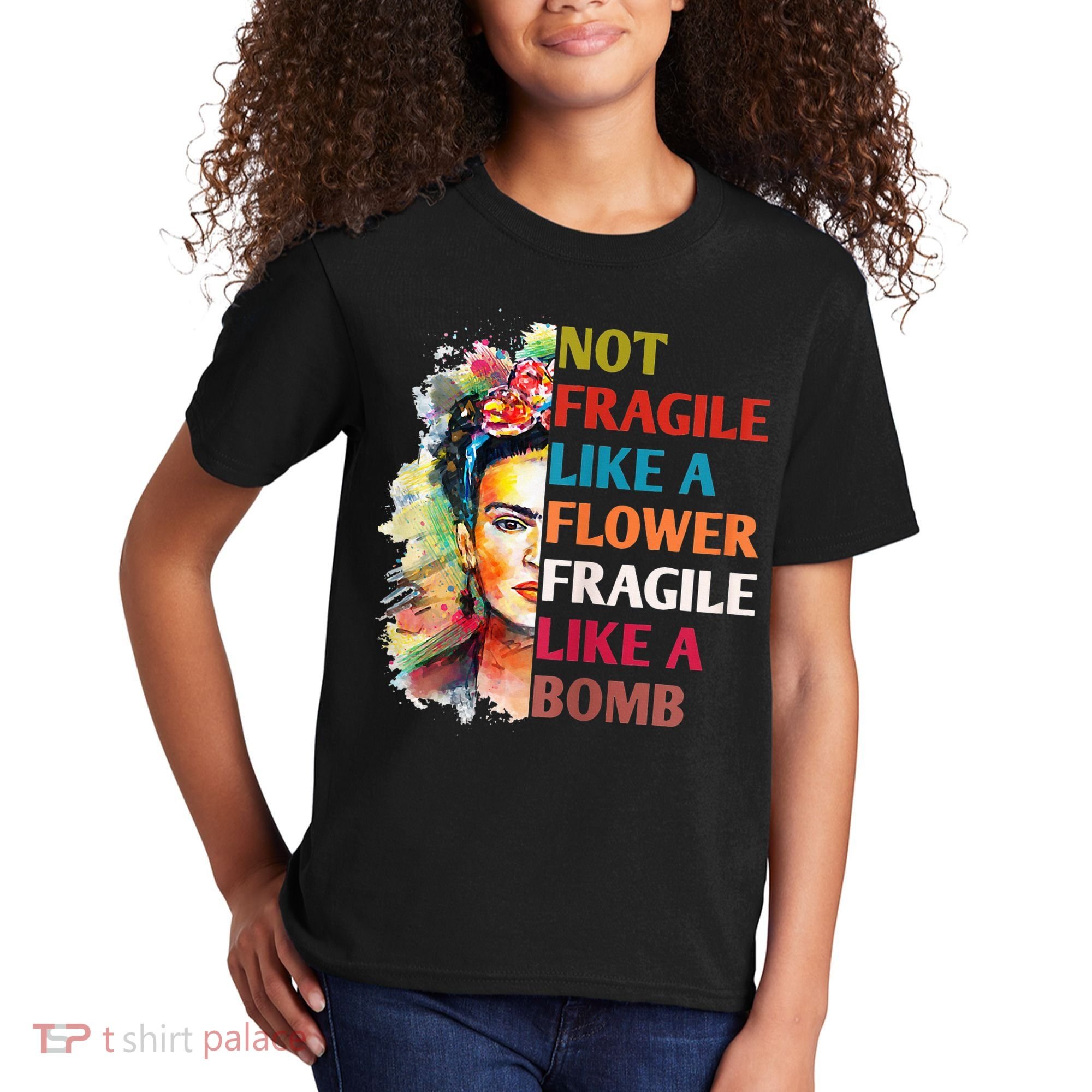retro Not Fragile Like A Flower Fragile Like A Bomb For Kids T-Shirt