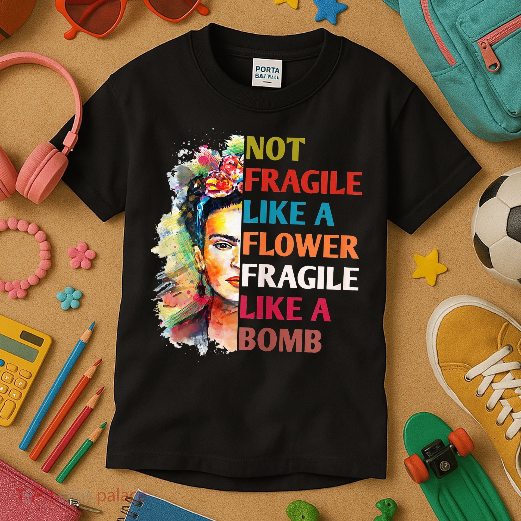 retro Not Fragile Like A Flower Fragile Like A Bomb For Kids T-Shirt