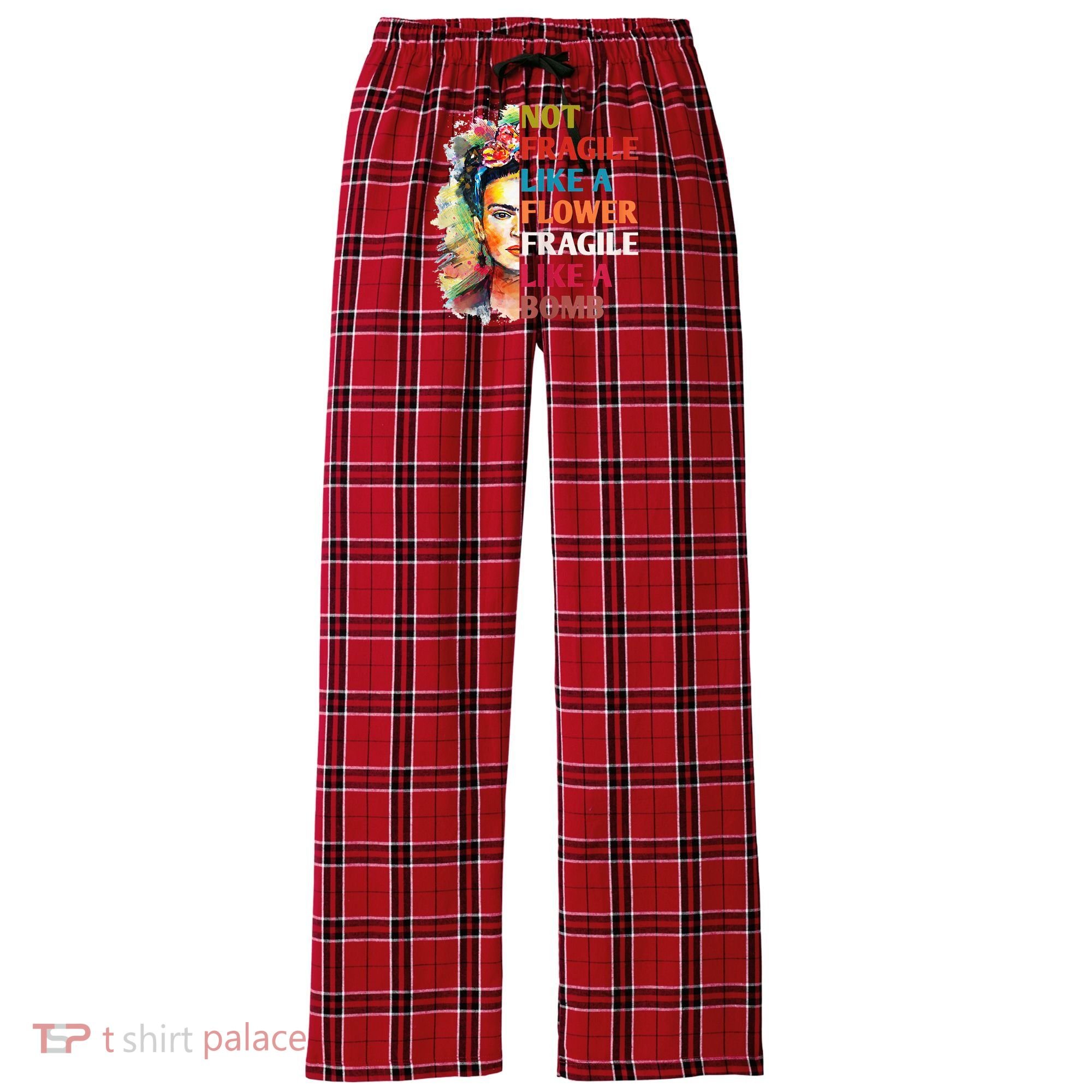retro Not Fragile Like A Flower Fragile Like A Bomb For Women's Flannel Plaid Pajama Pants