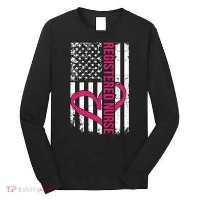 Registered Nurse Flag For Women Rn Zip Gift Long Sleeve Shirt