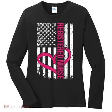 Registered Nurse Flag For Women Rn Zip Gift Women's Long Sleeve Shirt