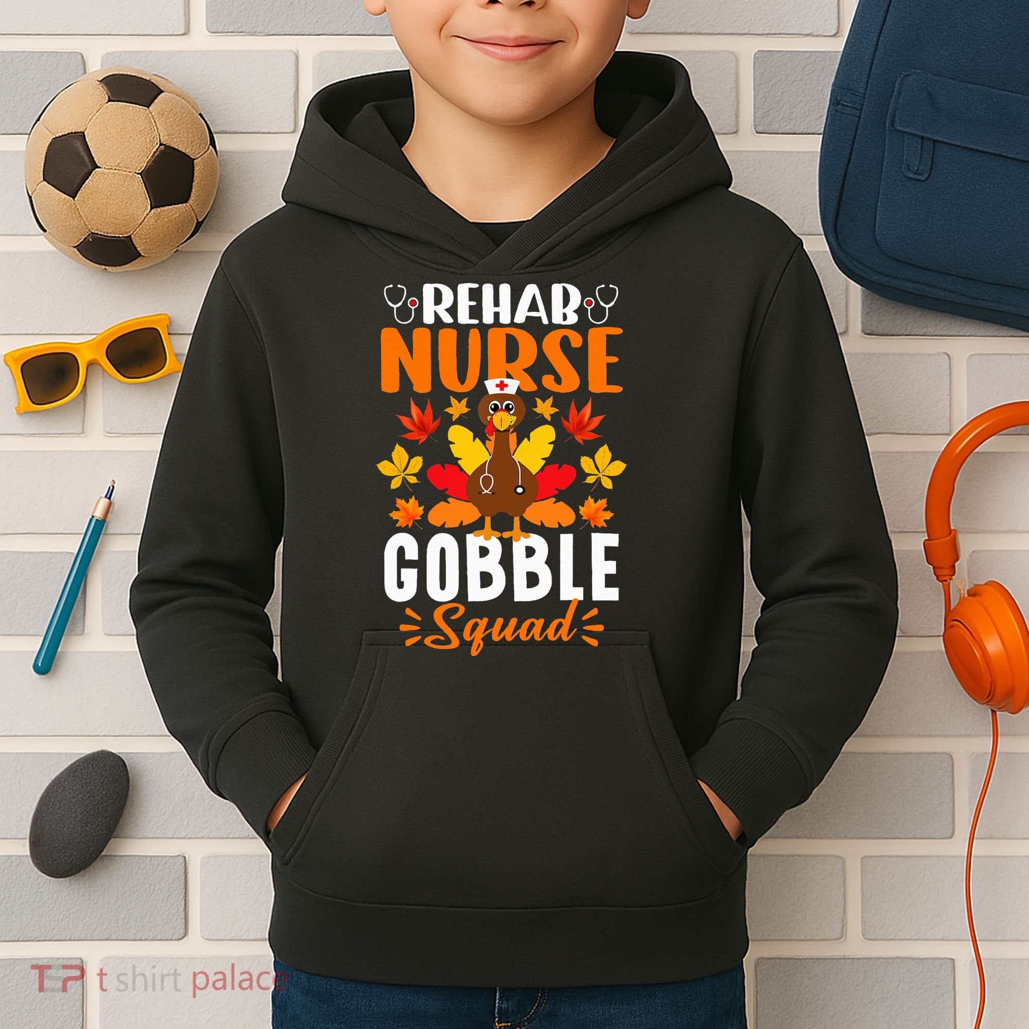 Rehab Nurse Gobble Squad Funny Turkey Thanksgiving Kids Hoodie