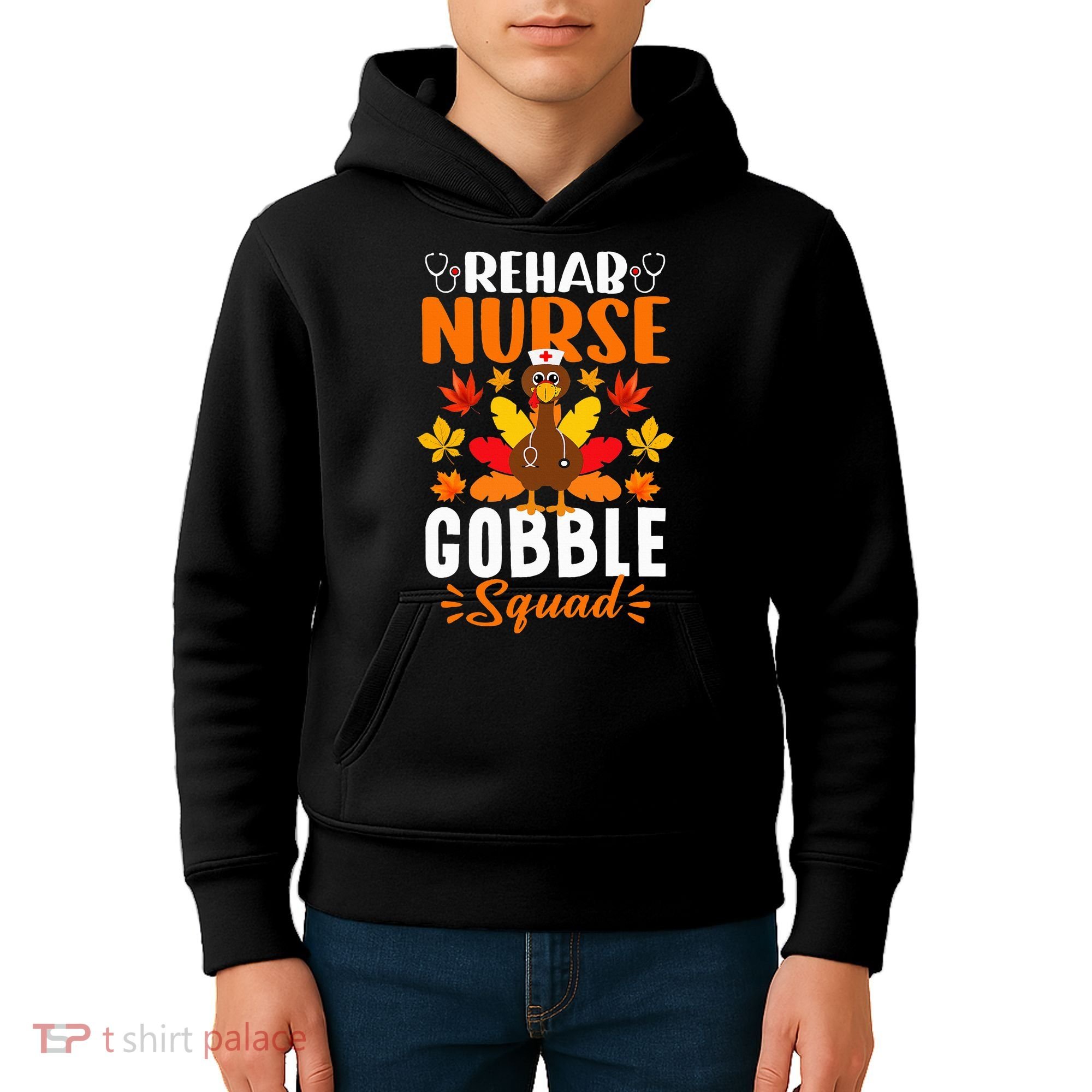 Rehab Nurse Gobble Squad Funny Turkey Thanksgiving Kids Hoodie