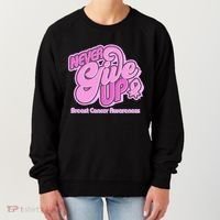 Retro Never Give Up Breast Cancer Awareness Women's Sweatshirt thumb 0