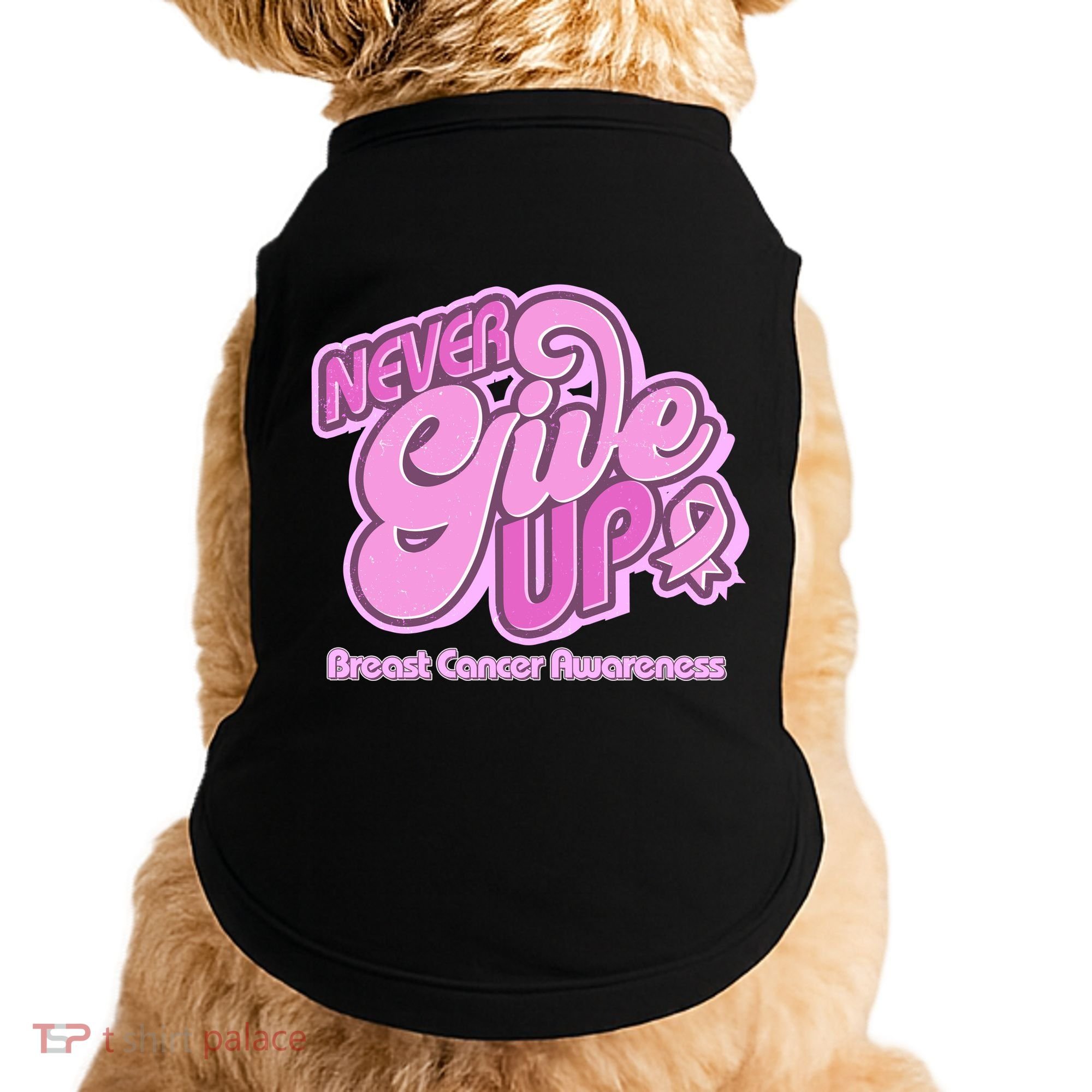 Retro Never Give Up Breast Cancer Awareness Doggie Tank