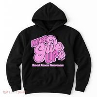 Retro Never Give Up Breast Cancer Awareness Hoodie thumb 0