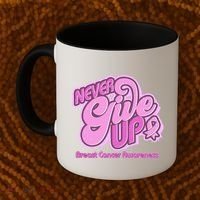 Retro Never Give Up Breast Cancer Awareness Coffee Mug thumb 2