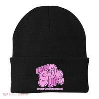 Retro Never Give Up Breast Cancer Awareness Beanie thumb 0