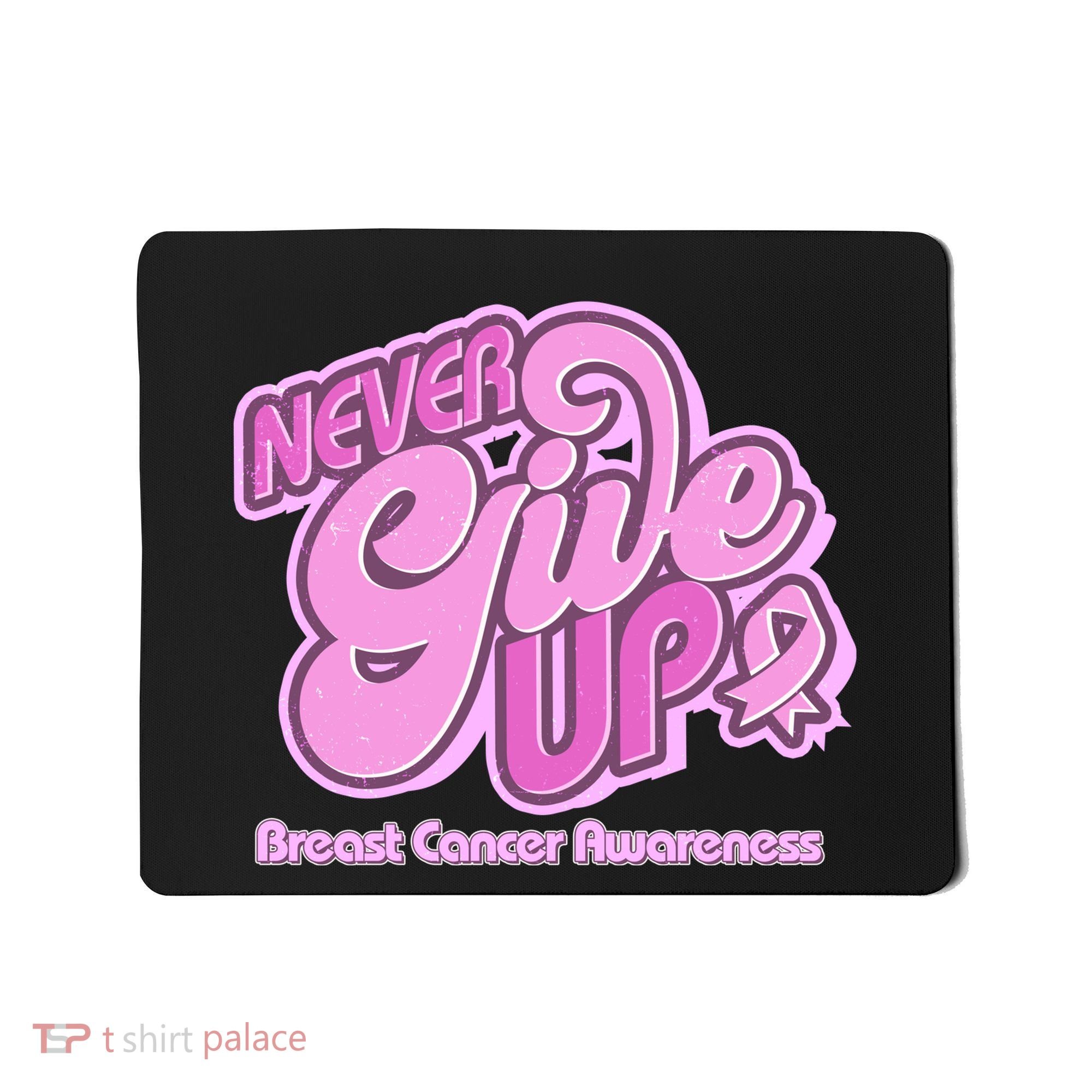 Retro Never Give Up Breast Cancer Awareness Mousepad