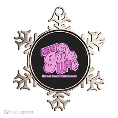 Retro Never Give Up Breast Cancer Awareness Ornament