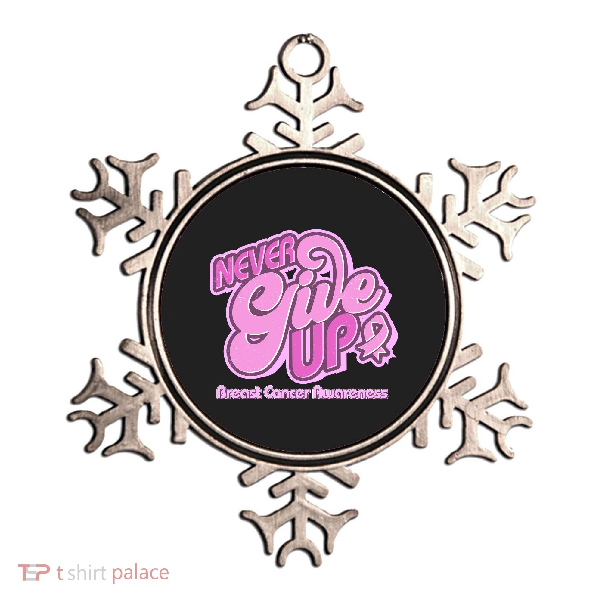 Retro Never Give Up Breast Cancer Awareness Ornament