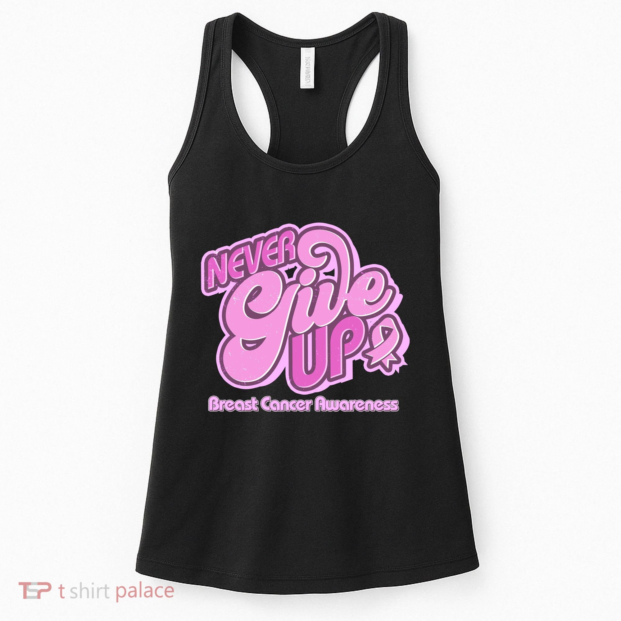 Retro Never Give Up Breast Cancer Awareness Women's Tank Top