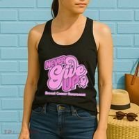 Retro Never Give Up Breast Cancer Awareness Women's Tank Top thumb 2