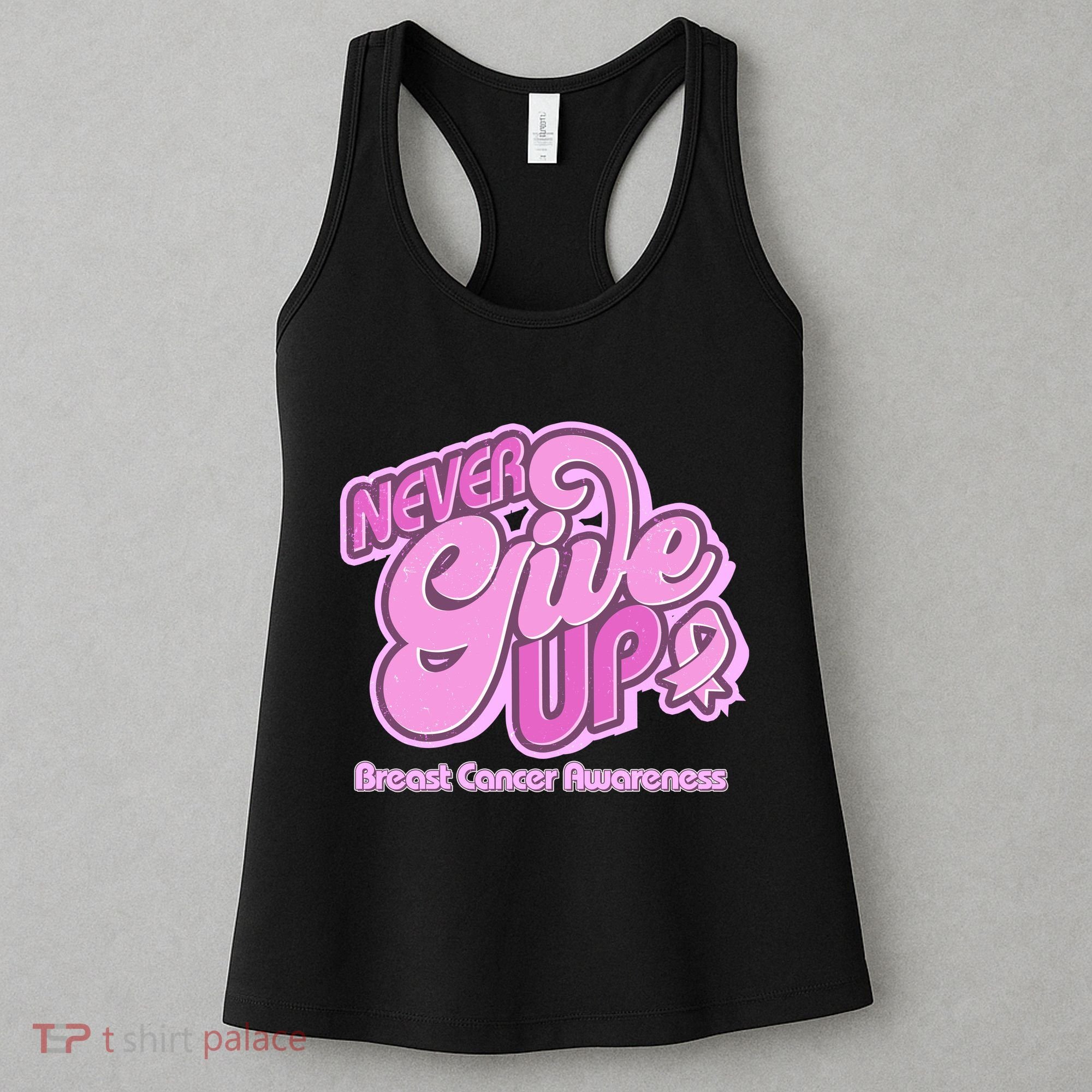 Retro Never Give Up Breast Cancer Awareness Women's Tank Top