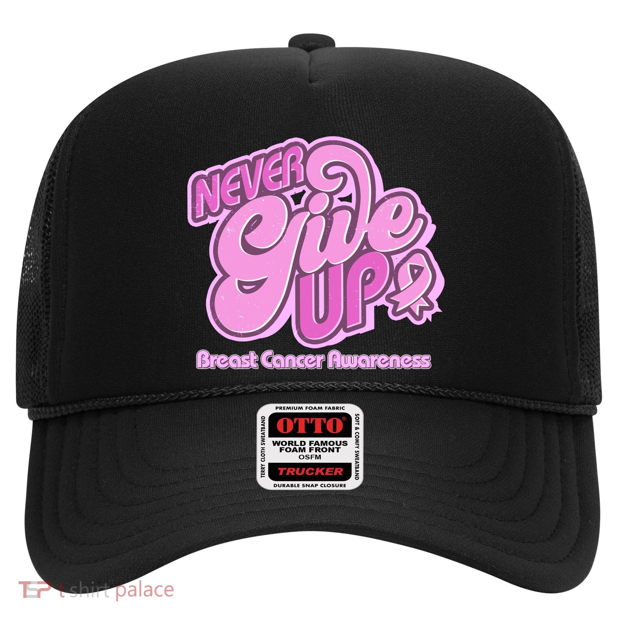 Retro Never Give Up Breast Cancer Awareness Hat