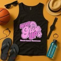 Retro Never Give Up Breast Cancer Awareness Tank Top thumb 4