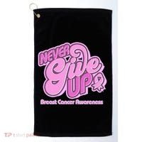 Retro Never Give Up Breast Cancer Awareness Golf Towel thumb 0