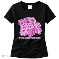 Retro Never Give Up Breast Cancer Awareness Women's T-Shirt thumb 0
