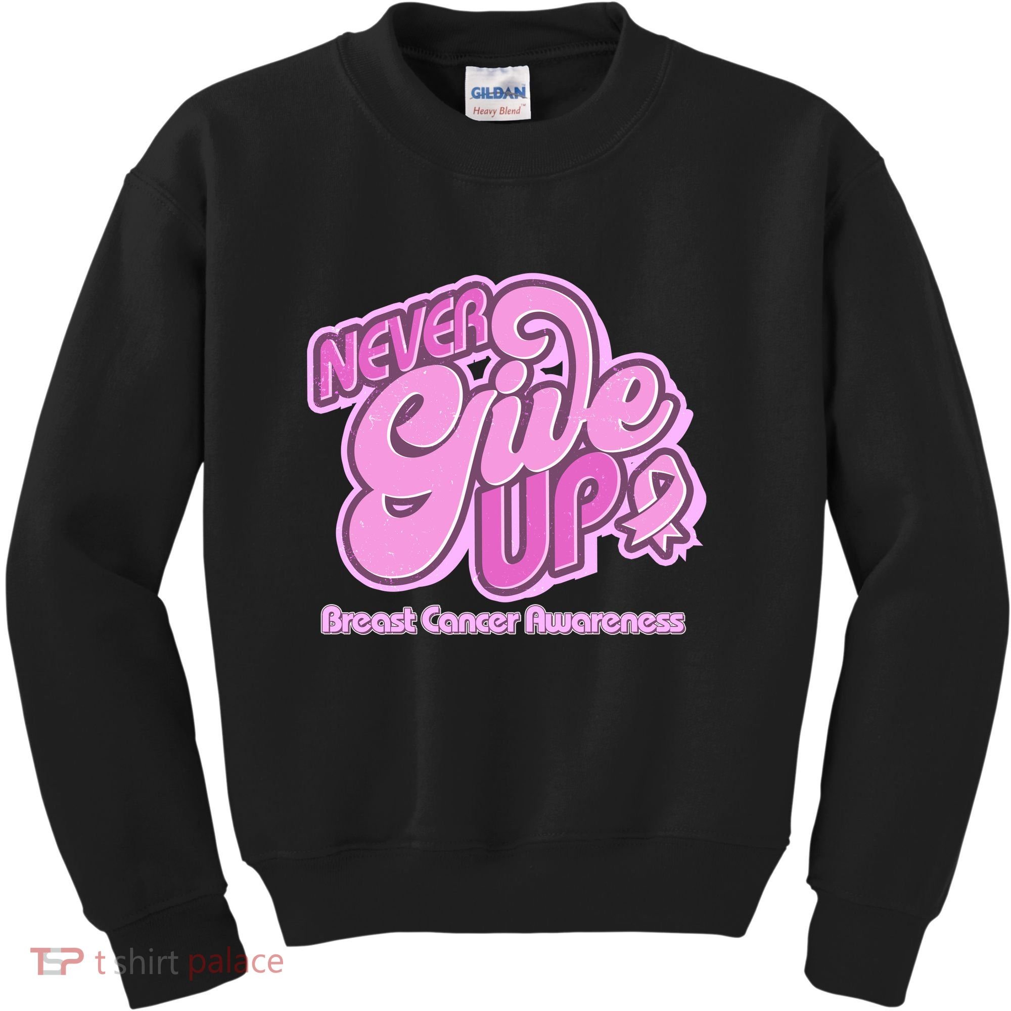 Retro Never Give Up Breast Cancer Awareness Kids Sweatshirt