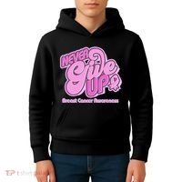 Retro Never Give Up Breast Cancer Awareness Kids Hoodie thumb 4