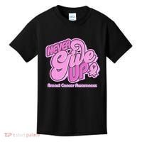 Retro Never Give Up Breast Cancer Awareness Kids T-Shirt thumb 0