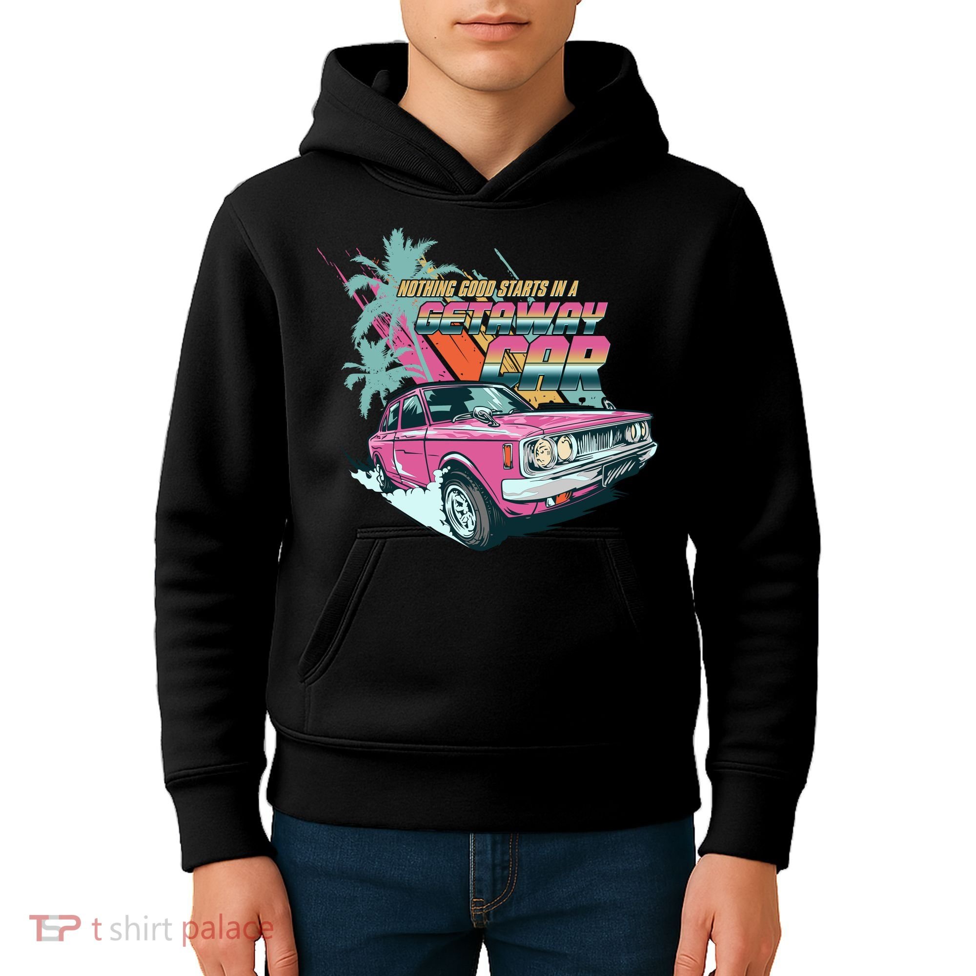Retro Nothing Good Starts In A Getaway Car Kids Hoodie