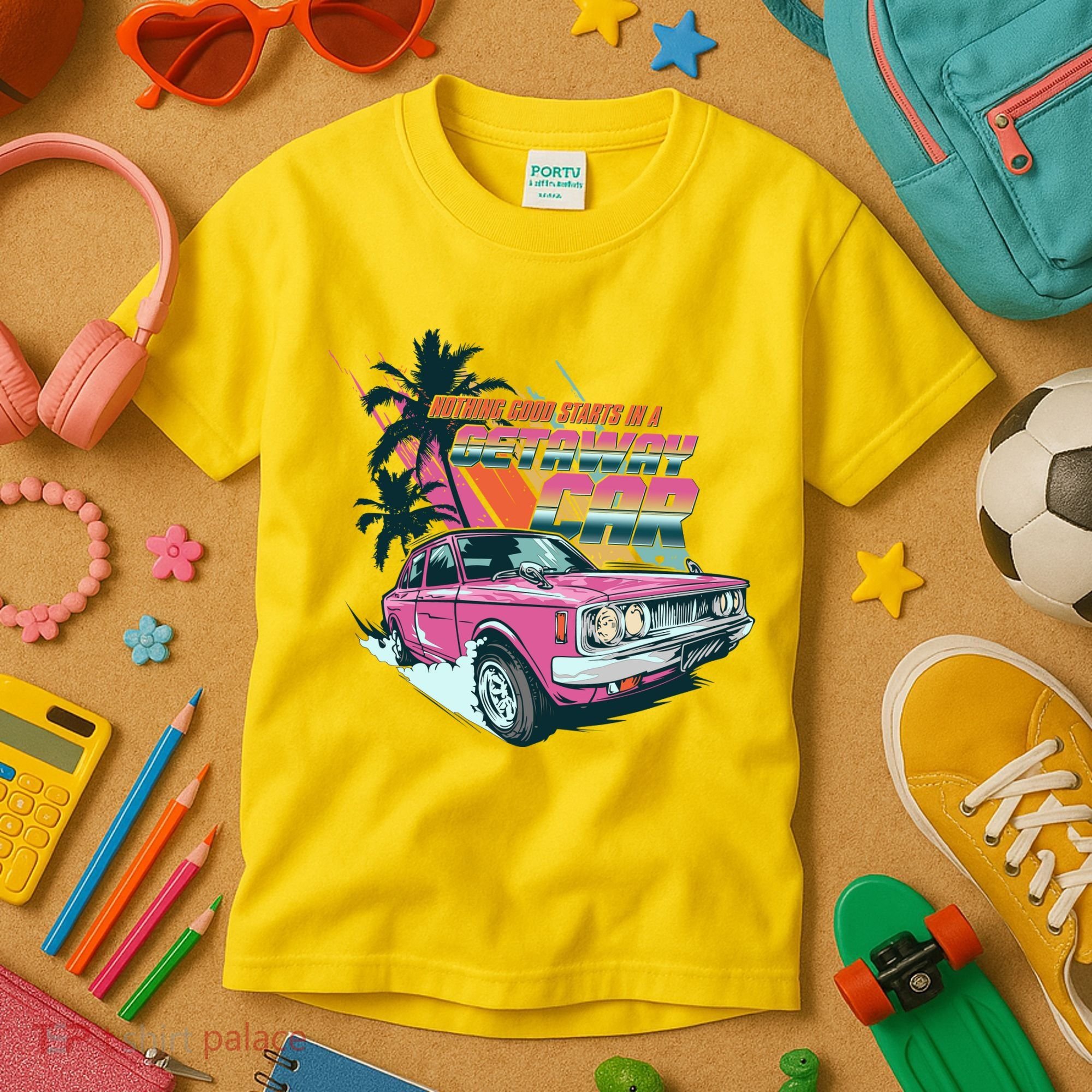 Retro Nothing Good Starts In A Getaway Car Kids T-Shirt