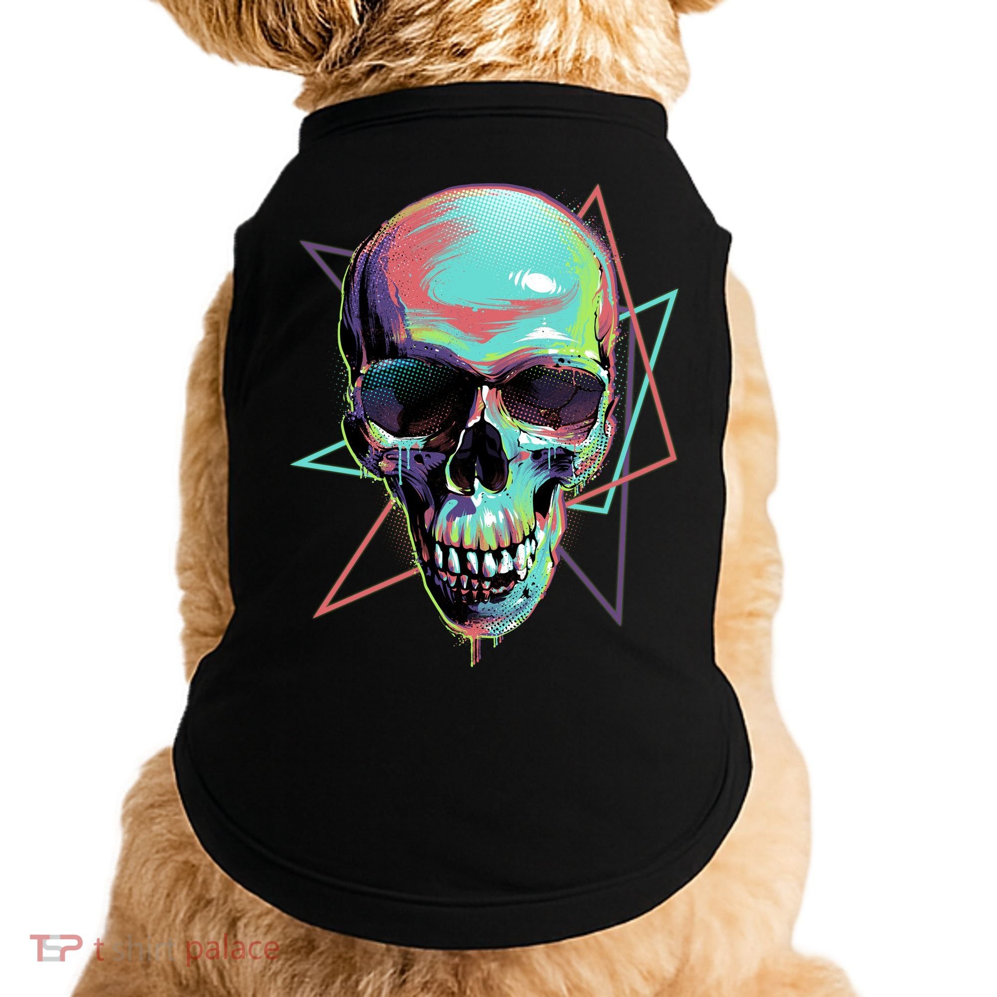 Retro Neon Graffiti Paint Skull Doggie Tank