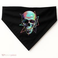 Retro Neon Graffiti Paint Skull USA-Made Doggie Bandana thumb 0