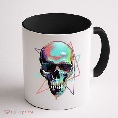 Retro Neon Graffiti Paint Skull Coffee Mug back