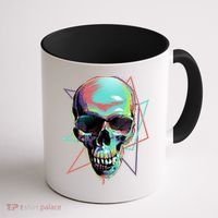 Retro Neon Graffiti Paint Skull Coffee Mug thumb 1