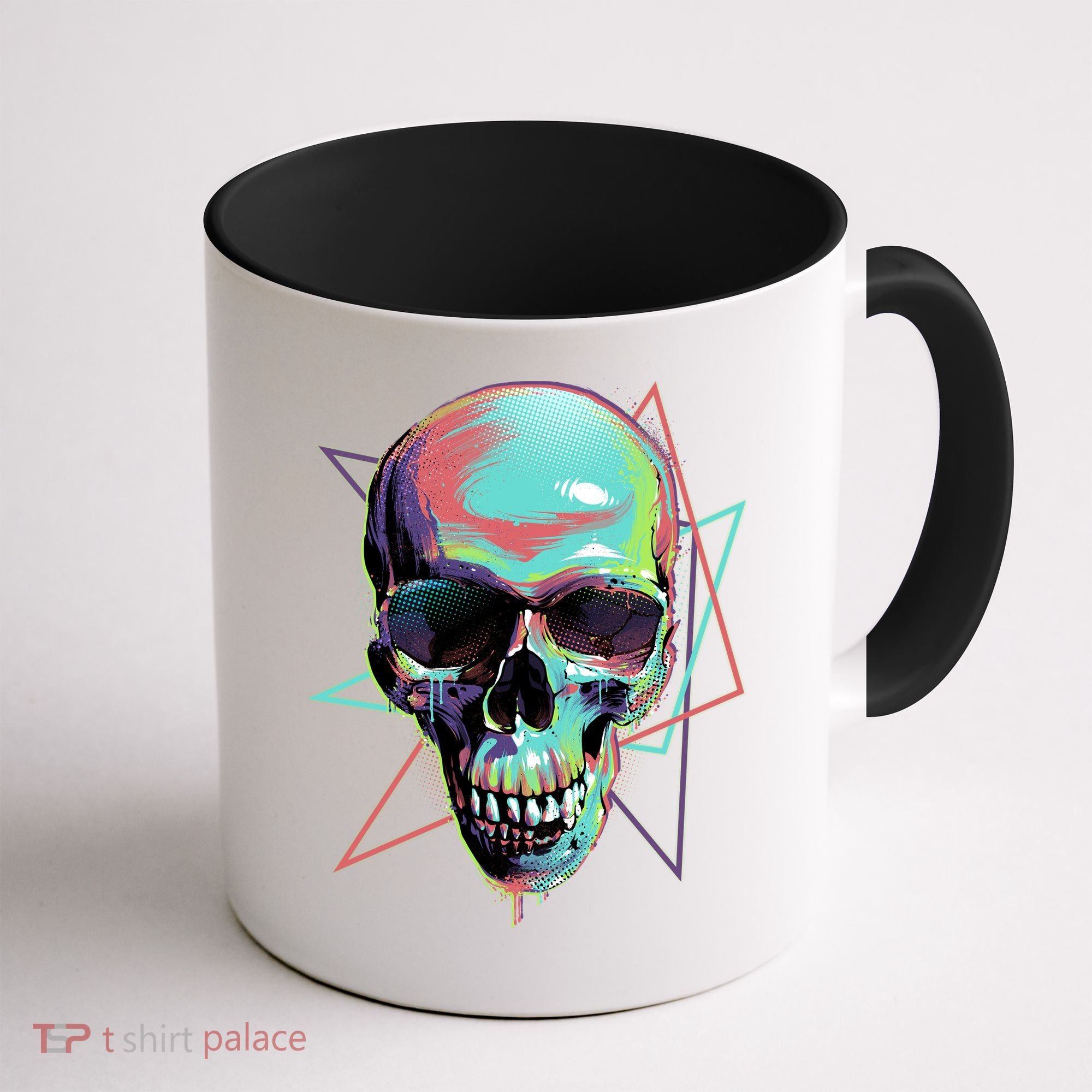 Retro Neon Graffiti Paint Skull Coffee Mug