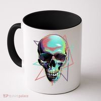 Retro Neon Graffiti Paint Skull Coffee Mug thumb 0