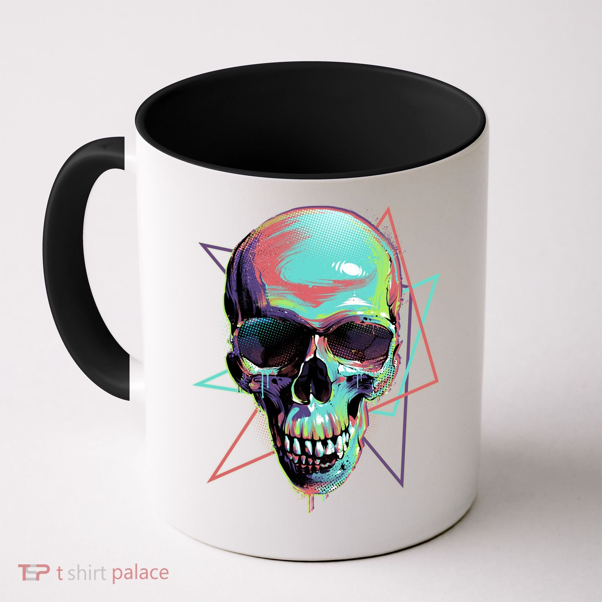 Retro Neon Graffiti Paint Skull Coffee Mug