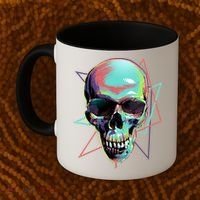 Retro Neon Graffiti Paint Skull Coffee Mug thumb 2