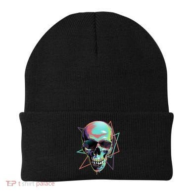 Retro Neon Graffiti Paint Skull Beanie