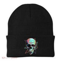 Retro Neon Graffiti Paint Skull Beanie thumb 0