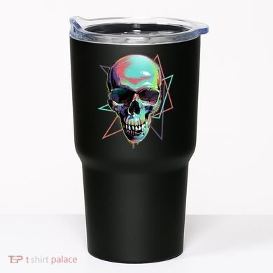 Retro Neon Graffiti Paint Skull Tumbler