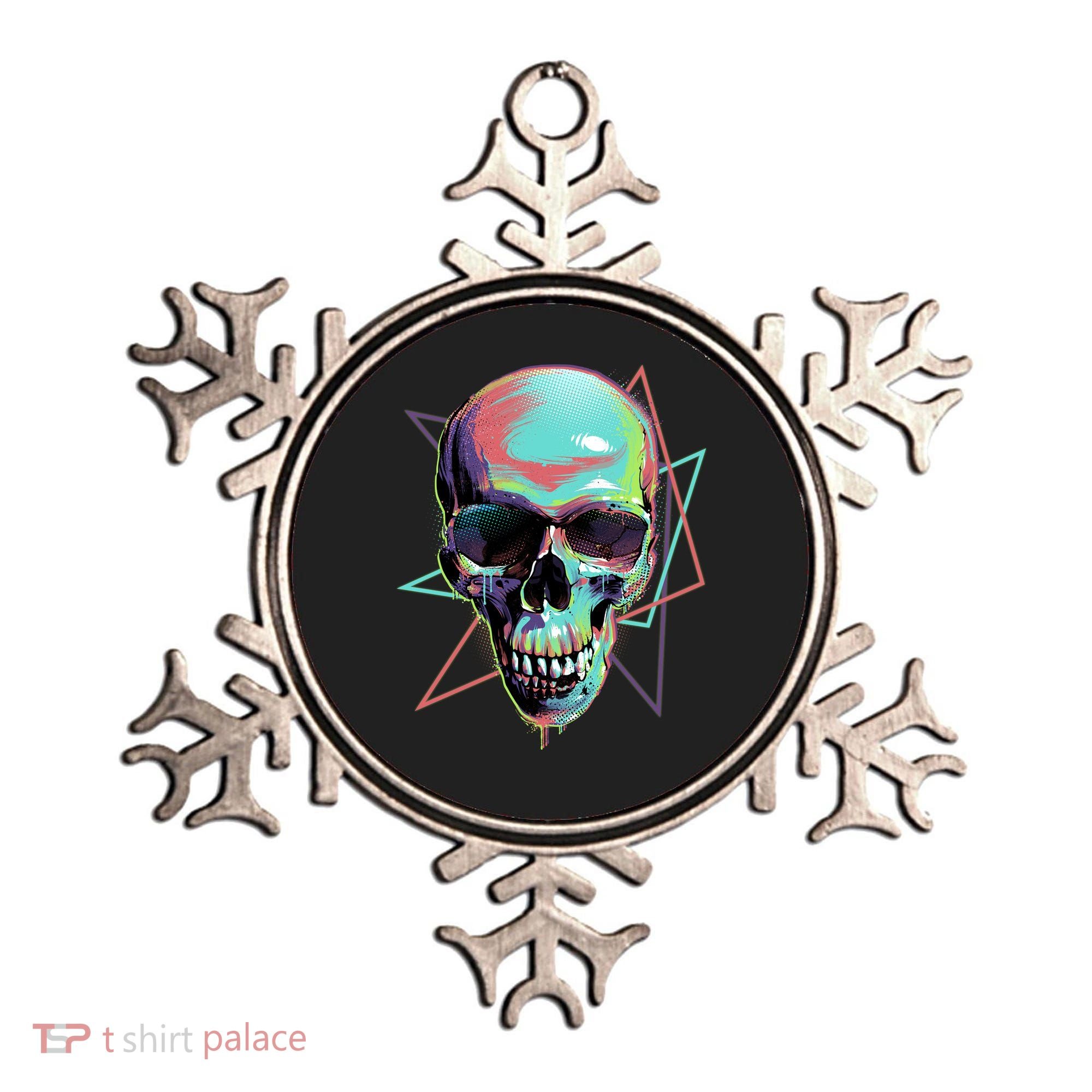 Retro Neon Graffiti Paint Skull Ornament