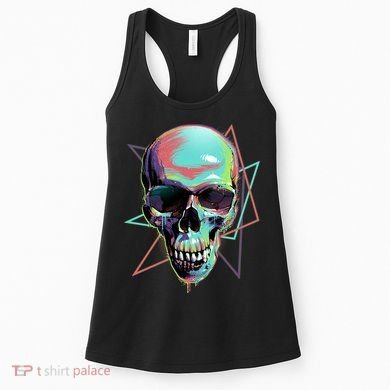 Retro Neon Graffiti Paint Skull Women's Tank Top