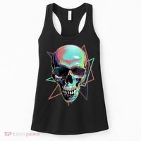 Retro Neon Graffiti Paint Skull Women's Tank Top thumb 0