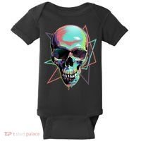 Retro Neon Graffiti Paint Skull Baby Bodysuit thumb 0