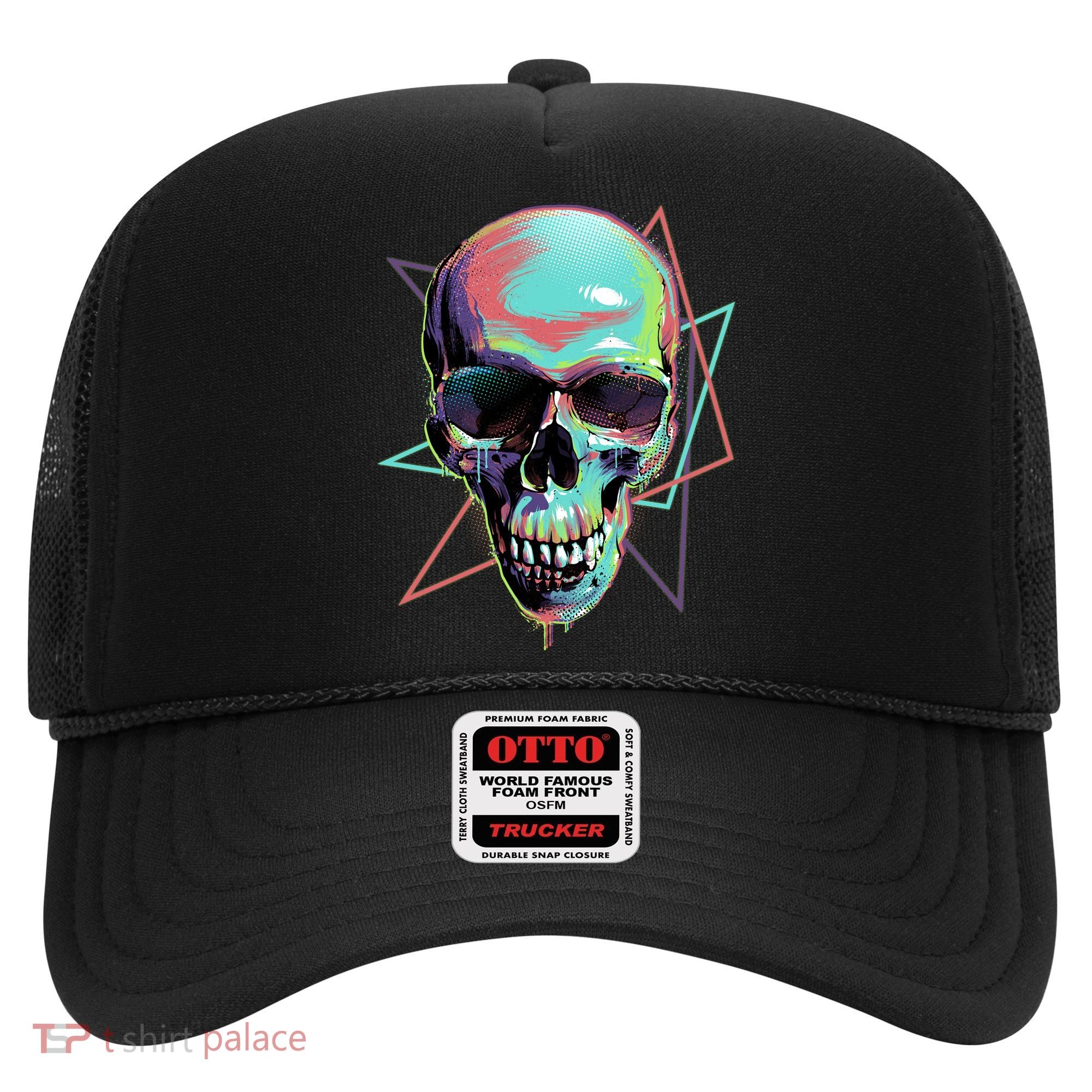Retro Neon Graffiti Paint Skull Hat