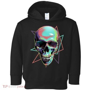 Retro Neon Graffiti Paint Skull Toddler Hoodie