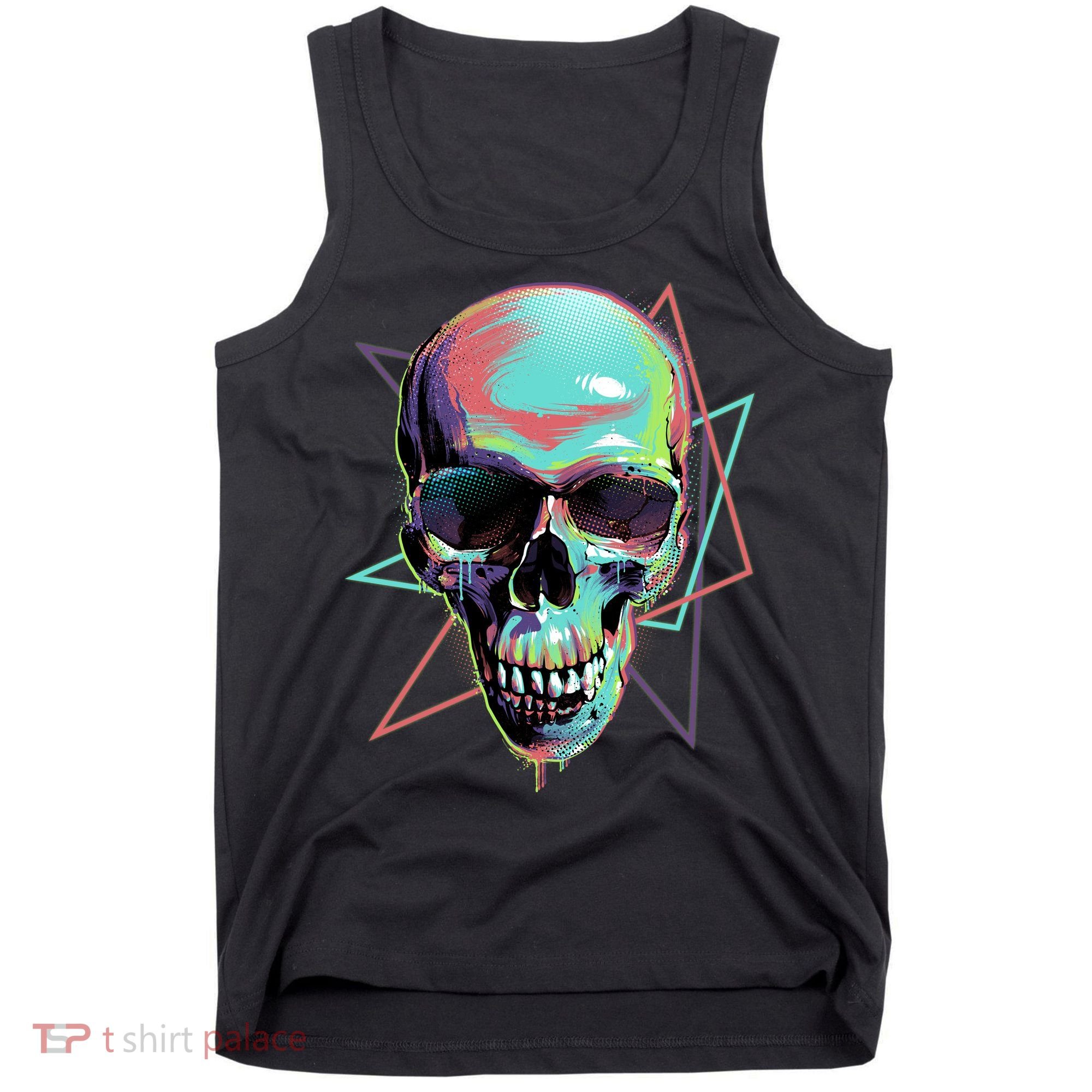 Retro Neon Graffiti Paint Skull Tank Top