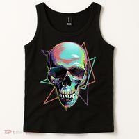 Retro Neon Graffiti Paint Skull Tank Top thumb 2