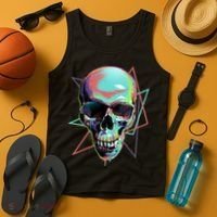 Retro Neon Graffiti Paint Skull Tank Top thumb 4