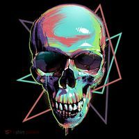 Retro Neon Graffiti Paint Skull Tank Top thumb 6