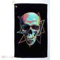 Retro Neon Graffiti Paint Skull Golf Towel thumb 0