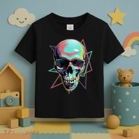 Retro Neon Graffiti Paint Skull Toddler T-Shirt thumb 3